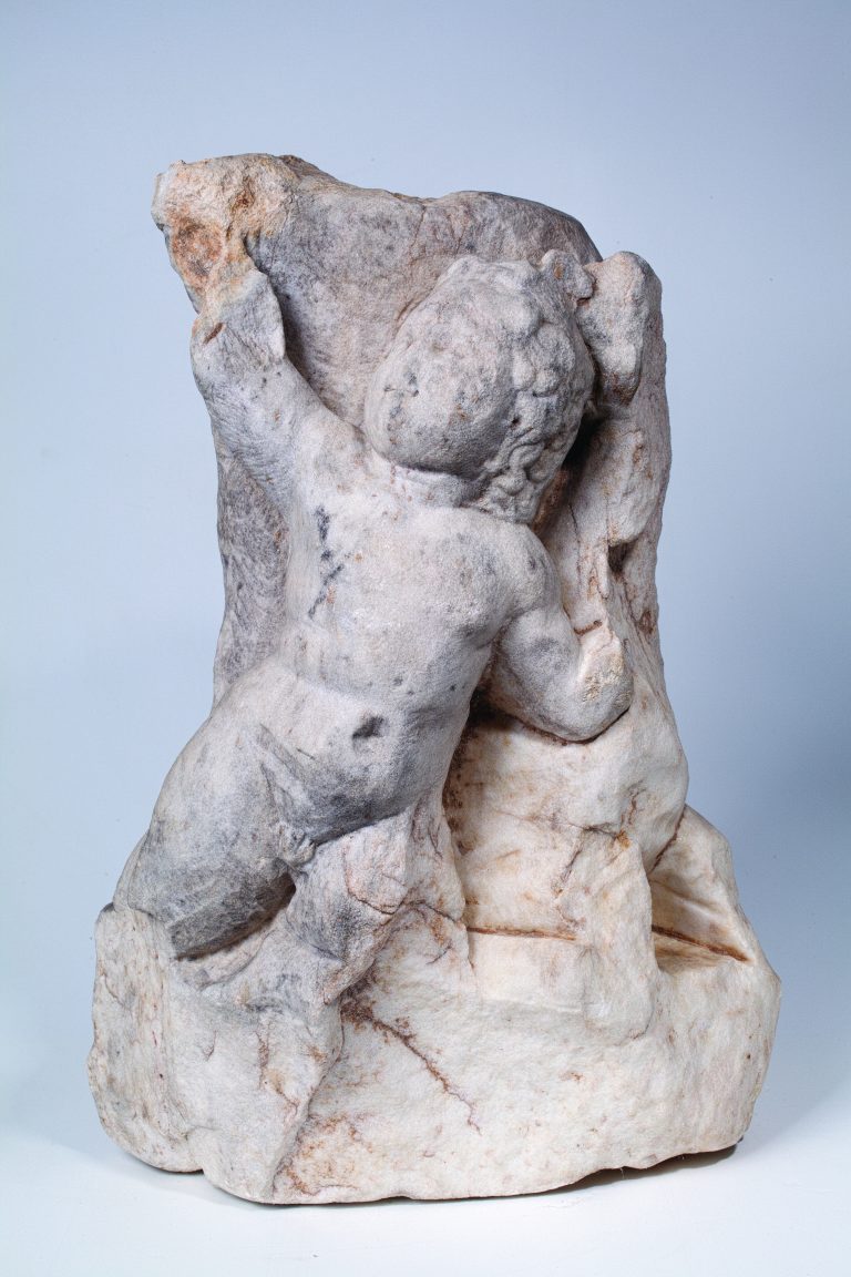 MARBLE SCULPTURAL GROUP OF HERCULES WITH TELEPHUS,38 cm height, inv.no. 174/R