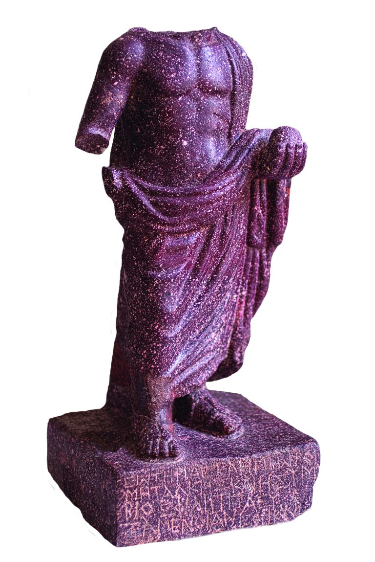 PORPHYRY SCULPTURE OF THE GOD ASCLEPIUS,43 cm height, inv. no. 985/R