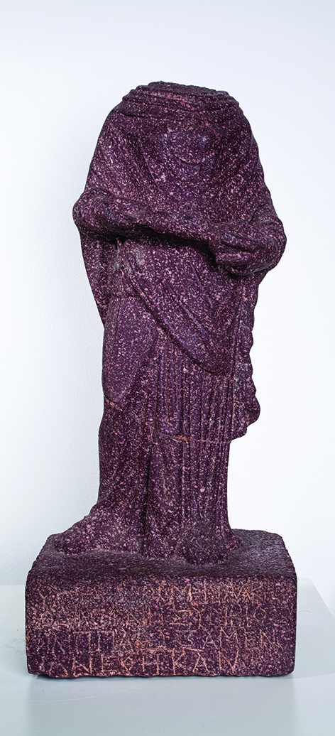 PORPHYRY SCULPTURE OF THE GODDESS HYGEIA, 49 cm height, inv.no. 986/R