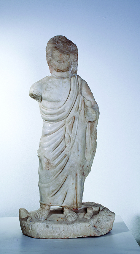 MARBLE SCULPTURE OF ASCLEPIUS WITH TELESPHOROS, 52 cm height, inv.no. 987/R, 988/R and 988a/R